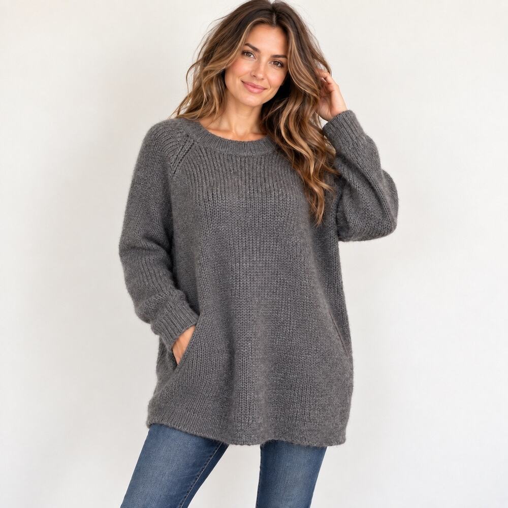Wooden Ships Paola Buendia Gray Mohair Wool Blend Oversized Sweater S/M